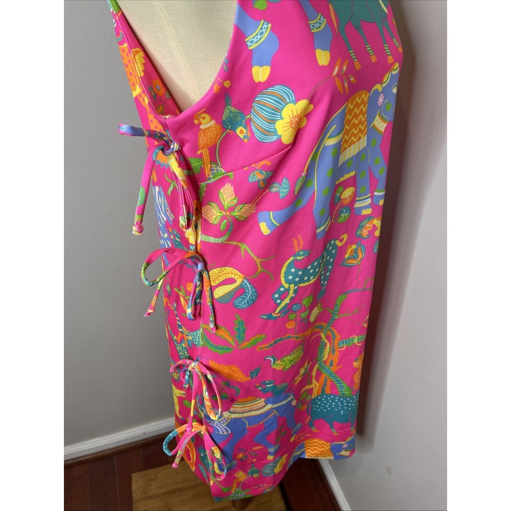 Gretchen Scott Sleeveless Pink Animal Stretch Shift Dress Medium M Built in Bra - Picture 5 of 8